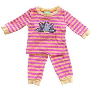 Classic Whimsy Baby Girl’s Thanksgiving Turkey Football Striped Playsuit 6M